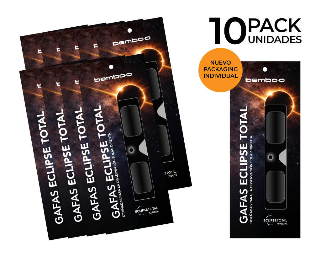 Pack 10 gafas eclipse homologadas ISO12312-2 (packaging PREMIUM)